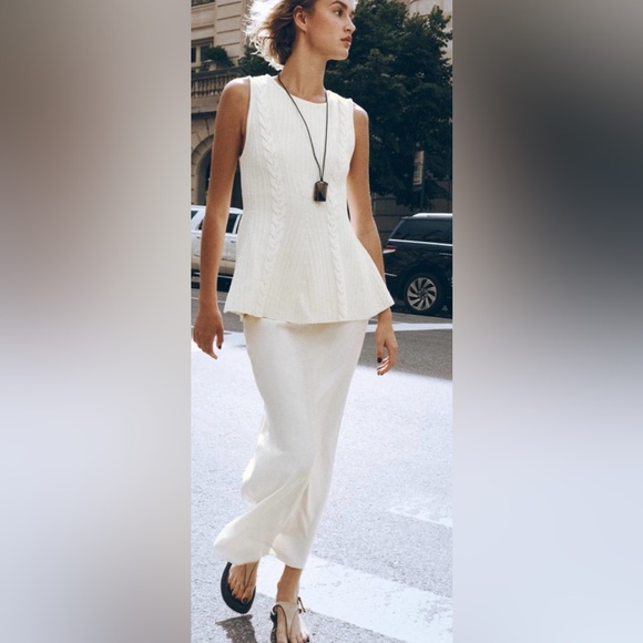 Zara Dresses & Skirts - Zara Revolve Anthropologie Women’s Midi Satin Slip Skirt Cream Medium M